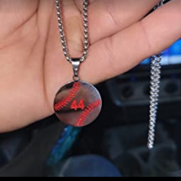 Baseball Cross Necklace: Custom Number | All In Faith New Stainless Steel baseball Jersey # Bible Verse Necklace.  All #s USUALLY avai